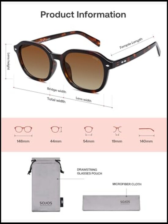 Square Polarized Sunglasses with UV Protection, Plastic Frame main image 6